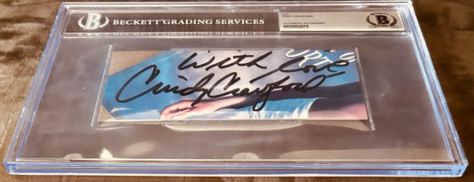Authenticated Cindy Crawford signed card slabbed by Beckett Grading Services