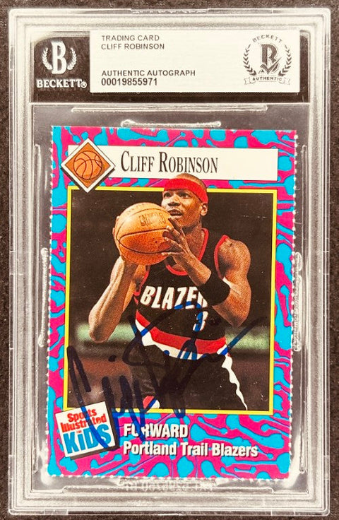 Cliff Robinson signed Blazers 1993 SI for Kids card BAS