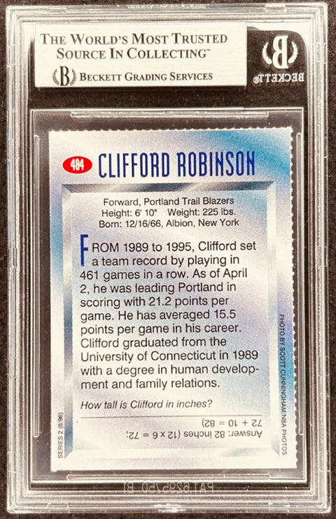Cliff Robinson signed Blazers 1996 SI for Kids card BAS (back)