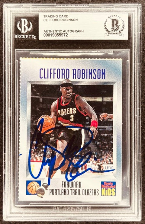 Cliff Robinson signed Blazers 1996 SI for Kids card BAS