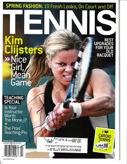 Kim Clijsters signed Tennis magazine cover, authentic autograph, tennis memorabilia