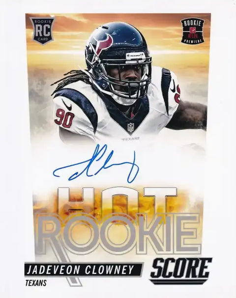 Jadeveon Clowney Texans rookie autograph card, NFL signed memorabilia, Hot Rookie Score series