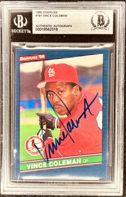 Vince Coleman signed St Louis Cardinals 1986 Donruss Rookie Card BAS - AutographsForSale.com