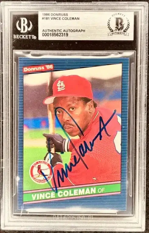 Vince Coleman signed St Louis Cardinals 1986 Donruss Rookie Card BAS - AutographsForSale.com