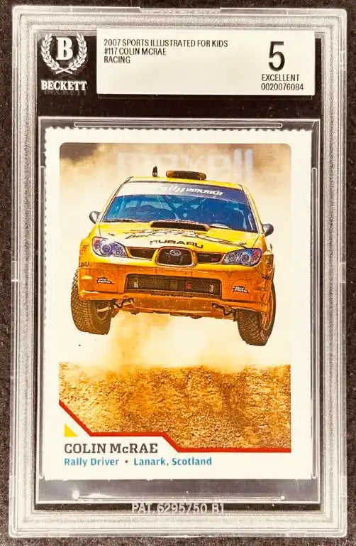 2007 Sports Illustrated for Kids #117 Colin McRae rally car trading card, Beckett graded 5