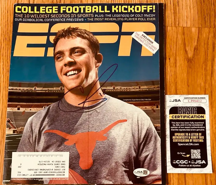 Colt McCoy signed Texas Longhorns 2009 ESPN magazine JSA - AutographsForSale.com