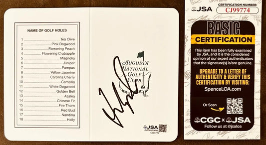 Fred Couples autographed Augusta National Masters scorecard JSA - AutographsForSale.com