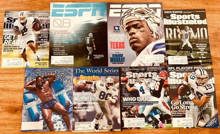 8 Cowboys ESPN & Sports Illustrated magazines Emmitt Smith Tony Romo Dak Prescott - AutographsForSale.com