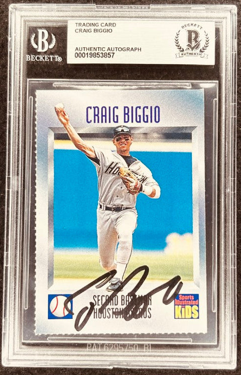 Craig Biggio signed Astros 1996 SI for Kids card BAS