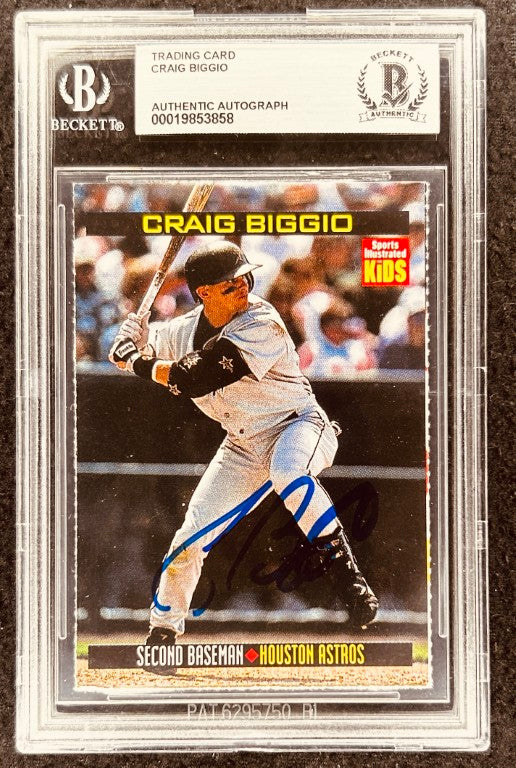Craig Biggio signed Astros 1999 SI for Kids card BAS