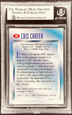 Cris Carter signed Vikings 1995 SI for Kids card BAS slab - AutographsForSale.com