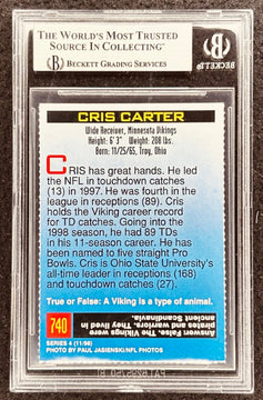 Cris Carter signed Vikings 1998 SI for Kids card BAS slab - AutographsForSale.com