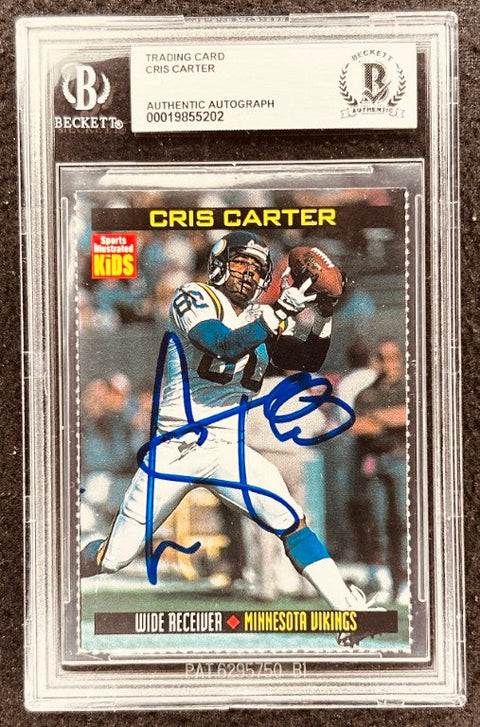 Cris Carter signed Vikings 1998 SI for Kids card BAS