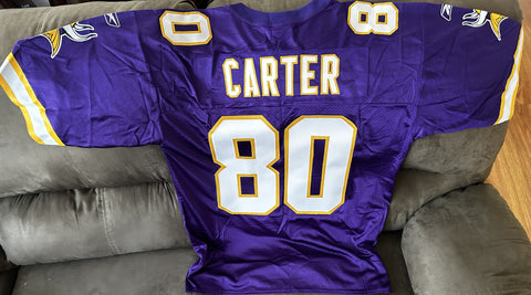 Cris Carter Minnesota Vikings Reebok purple jersey NEW - AutographsForSale.com