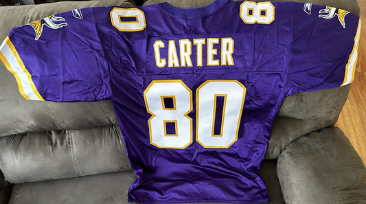 Cris Carter Minnesota Vikings Reebok purple jersey NEW - AutographsForSale.com