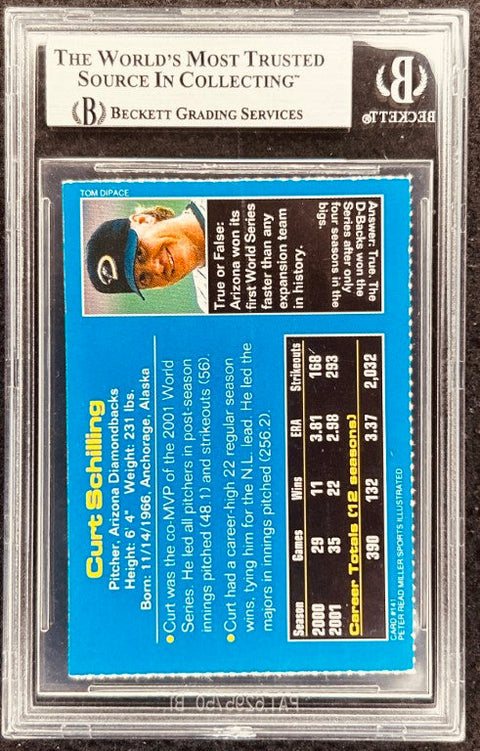 Curt Schilling signed Diamondbacks 2002 SI for Kids card BAS (back)