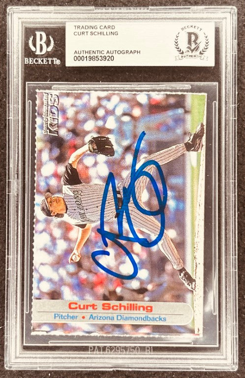 Curt Schilling signed Diamondbacks 2002 SI for Kids card BAS
