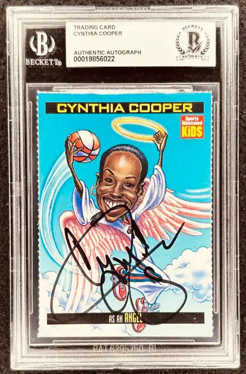 Cynthia Cooper autographed trading card, Beckett authenticated, Sports Illustrated Kids, angel illustration