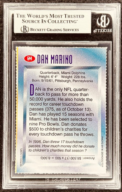 Dan Marino signed Dolphins 1997 SI for Kids card BAS slab - AutographsForSale.com