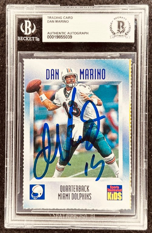 Dan Marino signed Dolphins 1997 SI for Kids card BAS slab - AutographsForSale.com