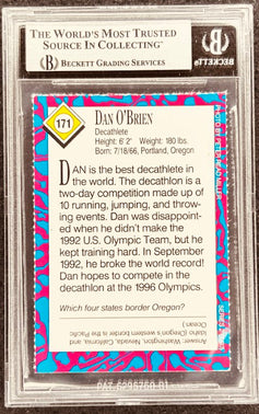 Dan O'Brien autographed trading card, Beckett graded, decathlon athlete, 1992 Olympics memorabilia