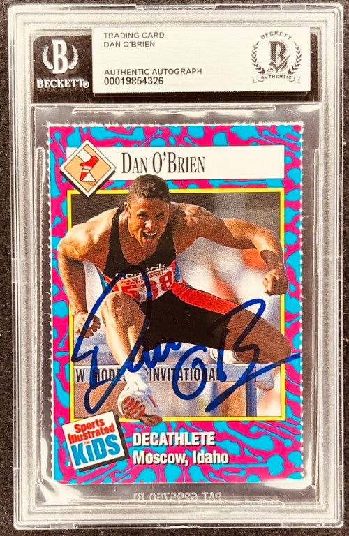 Dan O'Brien autographed decathlete trading card, Beckett authenticated, Sports Illustrated Kids
