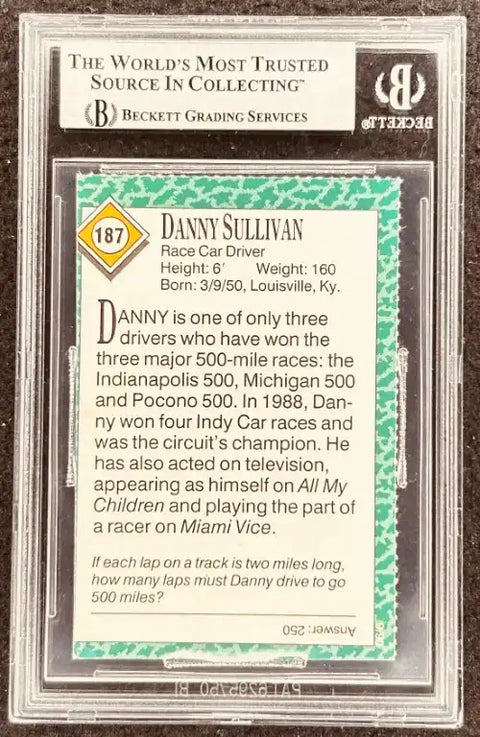 Danny Sullivan race car driver autographed trading card graded by Beckett
