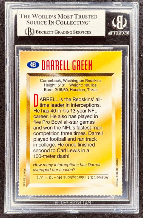 Darrell Green signed Redskins 1996 SI for Kids card BAS (back)