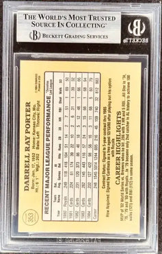 Darrell Porter signed St. Louis Cardinals 1985 Donruss card BAS slab - AutographsForSale.com