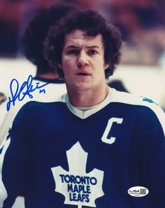 Autographed Toronto Maple Leafs jersey with captain's C, signed by Darryl Sittler