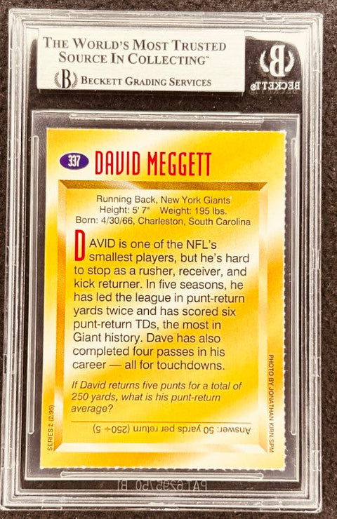 Dave Meggett signed Giants 1995 SI for Kids card BAS (back)