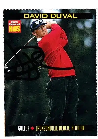 David Duval autographed SI for Kids card - golfer, signed in black Sharpie