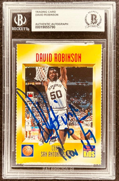 David Robinson signed Spurs 1995 SI for Kids card BAS