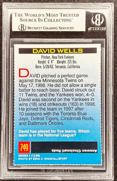 David Wells signed Yankees 1998 SI for Kids card BAS (back)