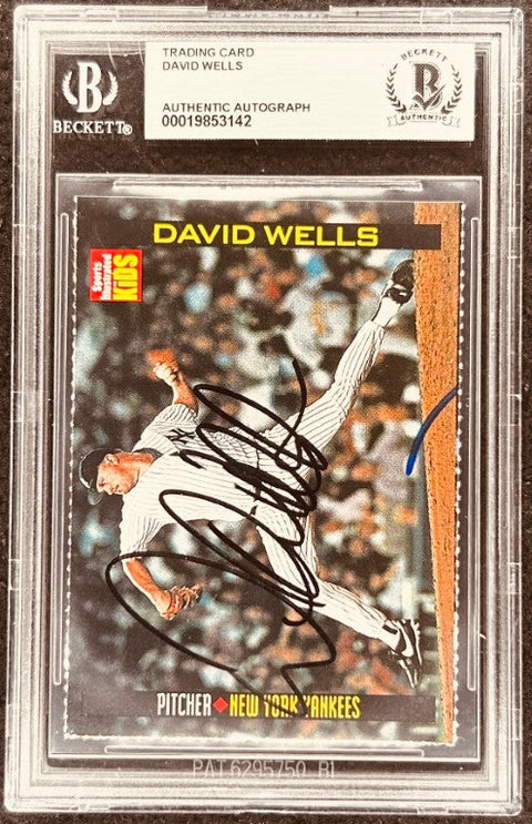 David Wells signed Yankees 1998 SI for Kids card BAS