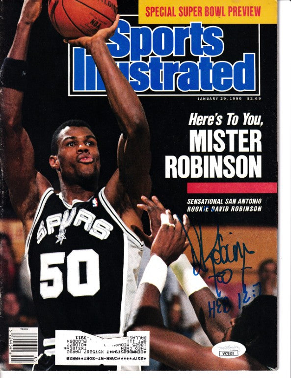 David Robinson autographed Sports Illustrated cover, San Antonio Spurs, NBA rookie, signed memorabilia