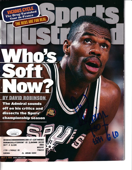 Signed Sports Illustrated cover featuring NBA player in Spurs jersey, authentic autograph, collectible memorabilia