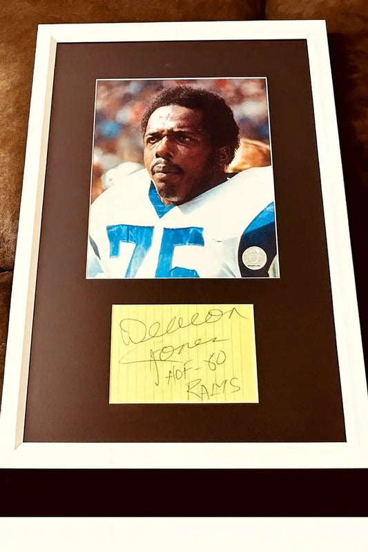 Deacon Jones autograph framed LA Rams 8x10 photo w/ HOF-80 RAMS JSA - AutographsForSale.com