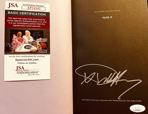 Signed first edition of Face It book with large silver autograph and JSA authentication card