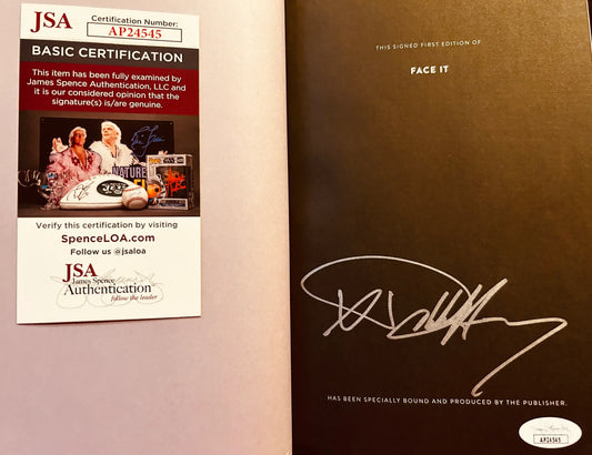 Signed first edition of Face It book with large silver autograph and JSA authentication card