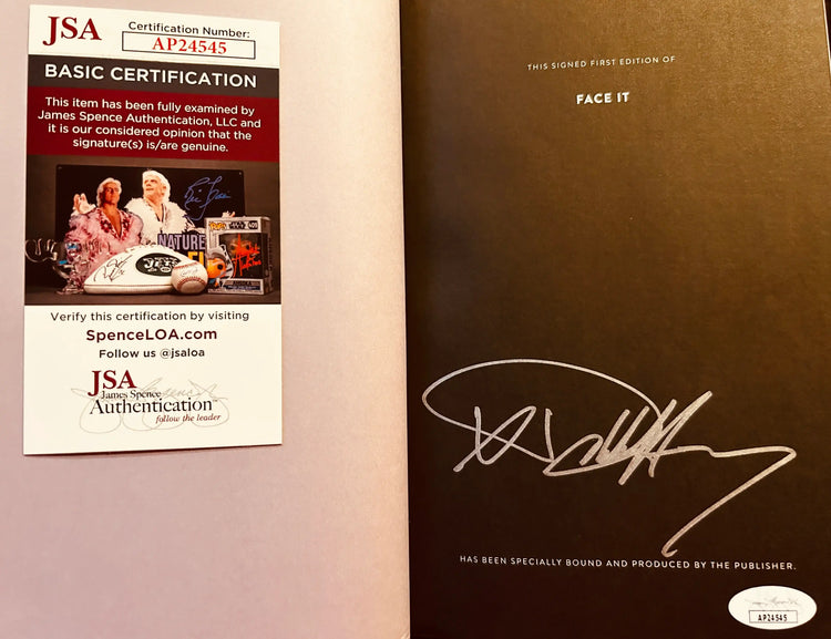 Signed first edition of Face It book with large silver autograph and JSA authentication card