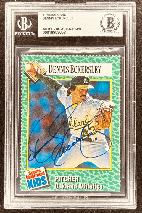 Dennis Eckersley signed Oakland Athletics 1990 SI for Kids card BAS