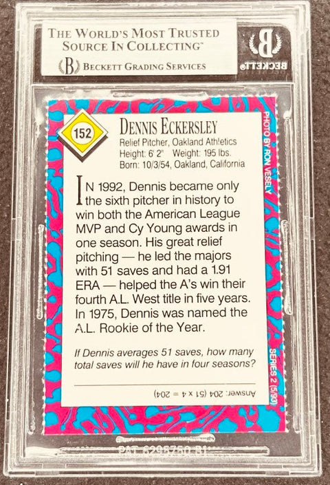 Dennis Eckersley signed Oakland Athletics 1993 SI for Kids card BAS (back)