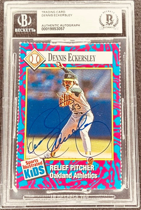 Dennis Eckersley signed Oakland Athletics 1993 SI for Kids card BAS