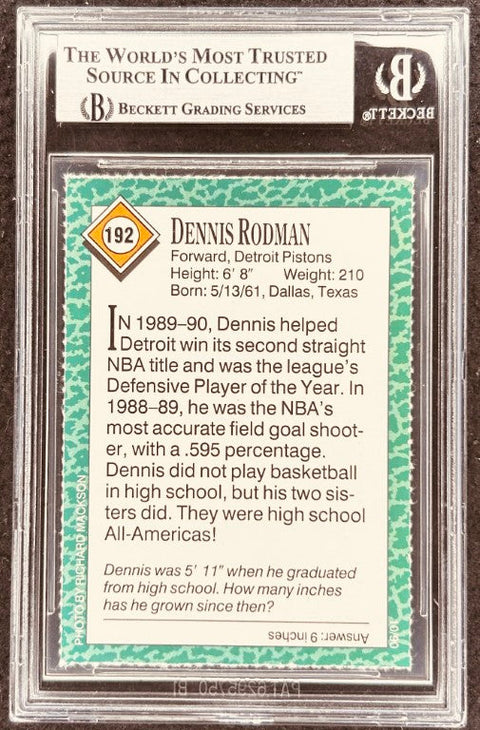 Dennis Rodman signed Pistons 1990 SI for Kids card BAS (back)