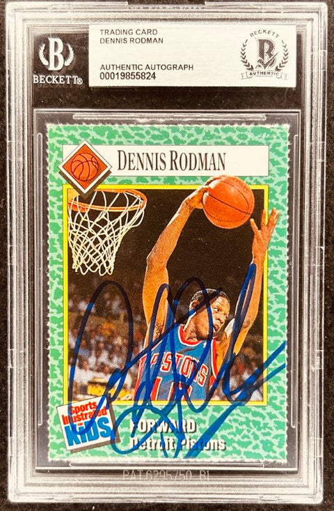 Dennis Rodman signed Pistons 1990 SI for Kids card BAS