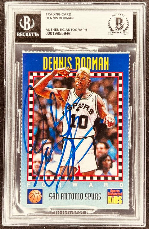 Dennis Rodman signed Spurs 1994 SI for Kids card BAS