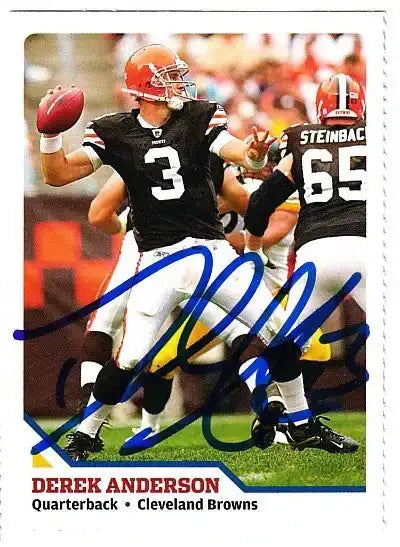 Derek Anderson autographed SI for Kids card - quarterback for the Cleveland Browns, signed in blue Sharpie