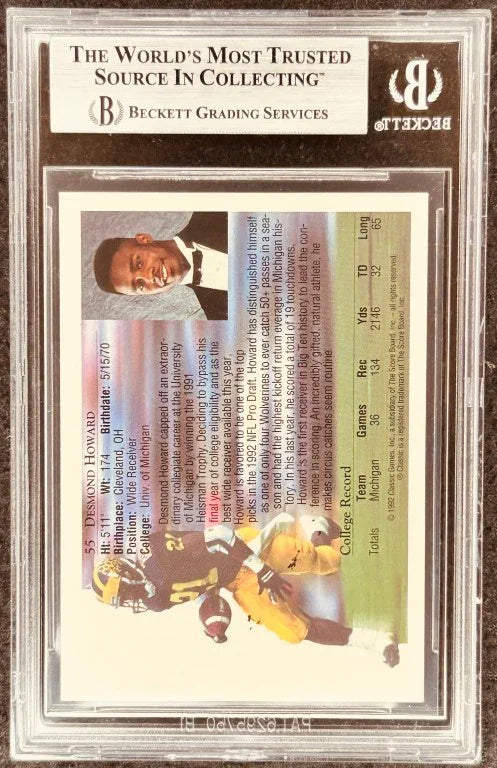 Desmond Howard signed Michigan Wolverines 1992 Classic Rookie Card BAS - AutographsForSale.com