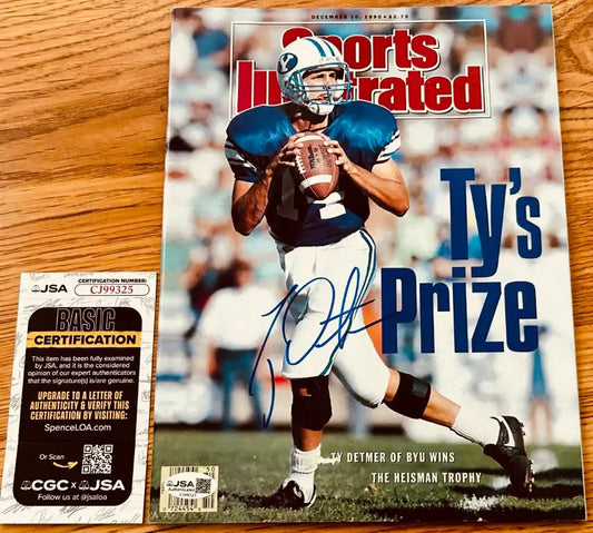 Ty Detmer signed BYU 1990 Sports Illustrated magazine JSA - AutographsForSale.com